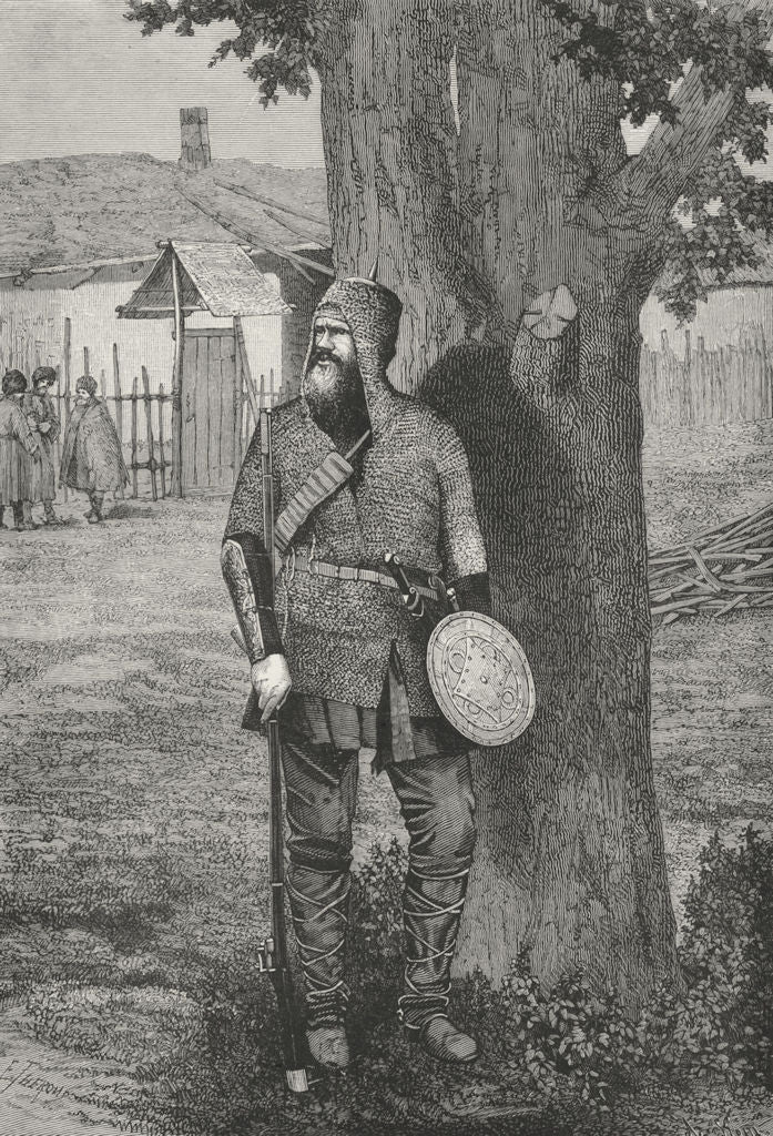 GEORGIA. Khevsur in Armour c1885 old antique vintage print picture